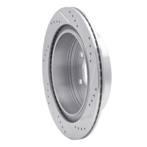 Infiniti FX45 Brake Rotor (1) - Rear Left - R1 Concepts - Drilled & Slotted - Silver - `03-`24